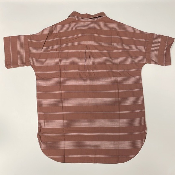 Carhartt Women’s Short Sleeve Loose Fit Woven Button Front Clay with Stripes NWT - Picture 2 of 5